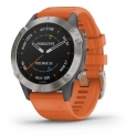Smartwatch Garmin Fenix 6 Pro i Sapphire,Tytanowy z ciemnopomarańczowym paskiem