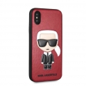 Oryginalne Etui IPHONE X / XS Karl Lagerfeld Hardcase Ikonic Karl Fullbody czerwone