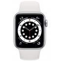 Smartwatch Apple Watch Series 6 GPS 44mm Aluminium srebrny z białym paskiem Sport