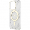 Oryginalne Etui IPHONE 14 PRO Guess Hardcase Golden Marble Collection MagSafe (GUHMP14LPCUMAH) białe