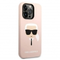 Oryginalne Etui IPHONE 14 PRO MAX Karl Lagerfeld Harcase Silicone Karl's Head MagSafe (KLHMP14XSLKHLP) różowe