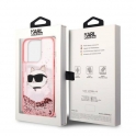 Oryginalne Etui IPHONE 14 PRO MAX Karl Lagerfeld Hardcase Glitter Choupette Patch (KLHCP14XLNCHCP) różowe
