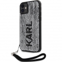 Oryginalne Etui IPHONE 11 Karl Lagerfeld Hardcase Sequins Cord (KLHCN61PSQRKS) srebrne