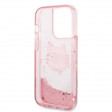 Oryginalne Etui IPHONE 14 PRO Karl Lagerfeld Hardcase Glitter Choupette Head (KLHCP14LLNCHCP) różowe