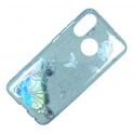 Etui Glitter SAMSUNG GALAXY A40 niebieski kwiat