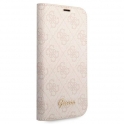 Oryginalne Etui IPHONE 14 PRO MAX Guess Book 4G Vintage Gold Logo (GUBKP14XHG4SHP) różowe