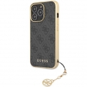 Oryginalne Etui IPHONE 14 PRO Guess Hardcase 4G Charms Collection (GUHCP14LGF4GGR) szare