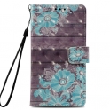 Etui portfel leather LG G7 niebieski kwiat