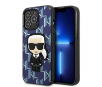 Oryginalne Etui IPHONE 13 PRO MAX Karl Lagerfeld Hardcase Monogram Ikonik Patch niebieskie