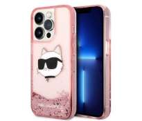 Oryginalne Etui IPHONE 14 PRO Karl Lagerfeld Hardcase Glitter Choupette Head (KLHCP14LLNCHCP) różowe