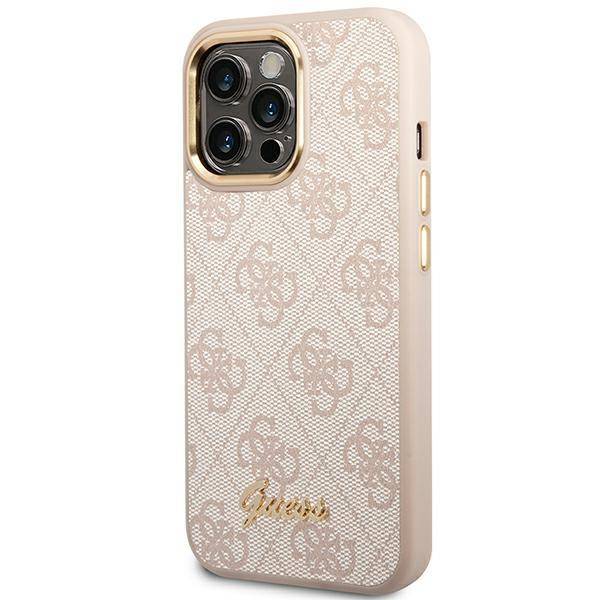 Original Case IPHONE 14 PRO MAX Guess Hard Case 4G Vintage Gold Logo  (GUHCP14XHG4SHW) brown Brązowy